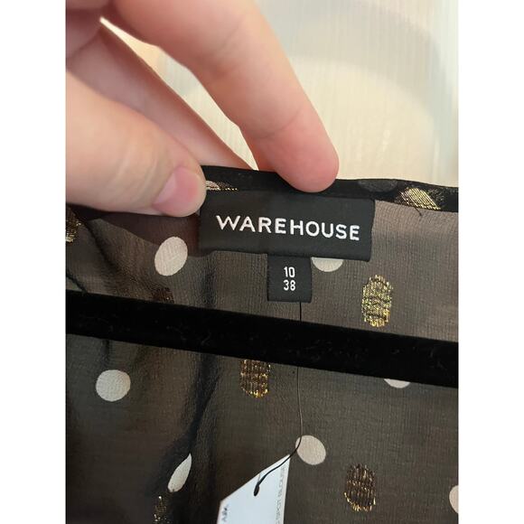 NWT Warehouse Sheer Metallic Polka Dot Top - Picture 3 of 8